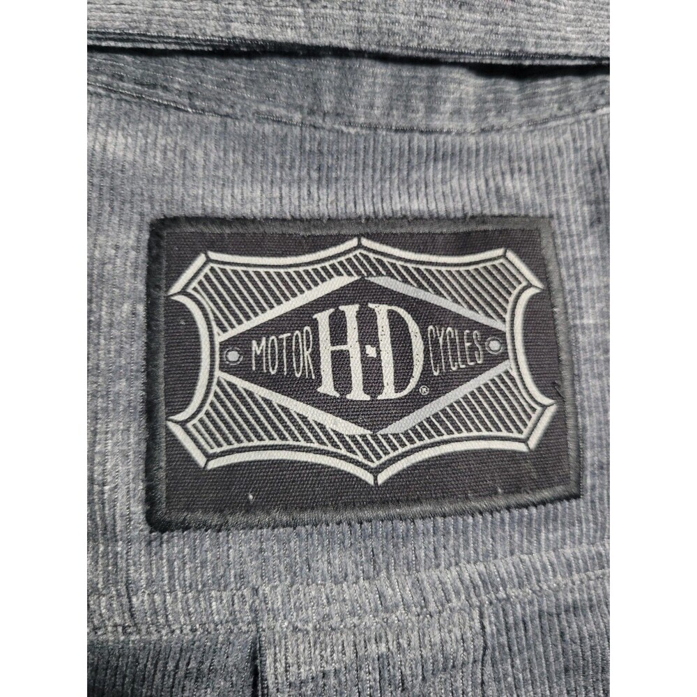 Harley-Davidson Shirt Mens Large Gray Corduroy Snap Front Motorcycle Biker - Picture 11 of 11
